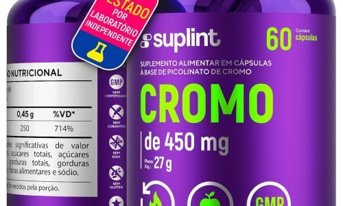 Picolinato de Cromo 450 MG para Gerenciamento de Peso | Suporte ao Metabolismo de Açúcar no Sangue | Suplemento Mineral Vegano, Não OGM | 60 Cápsulas